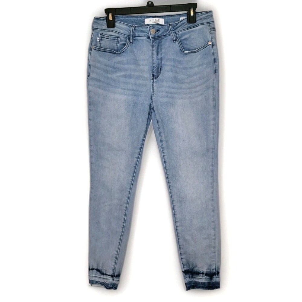 Judy Blue Womens Skinny Fit Stretch Fringe Ankle Jeans 11 30 (32x26)